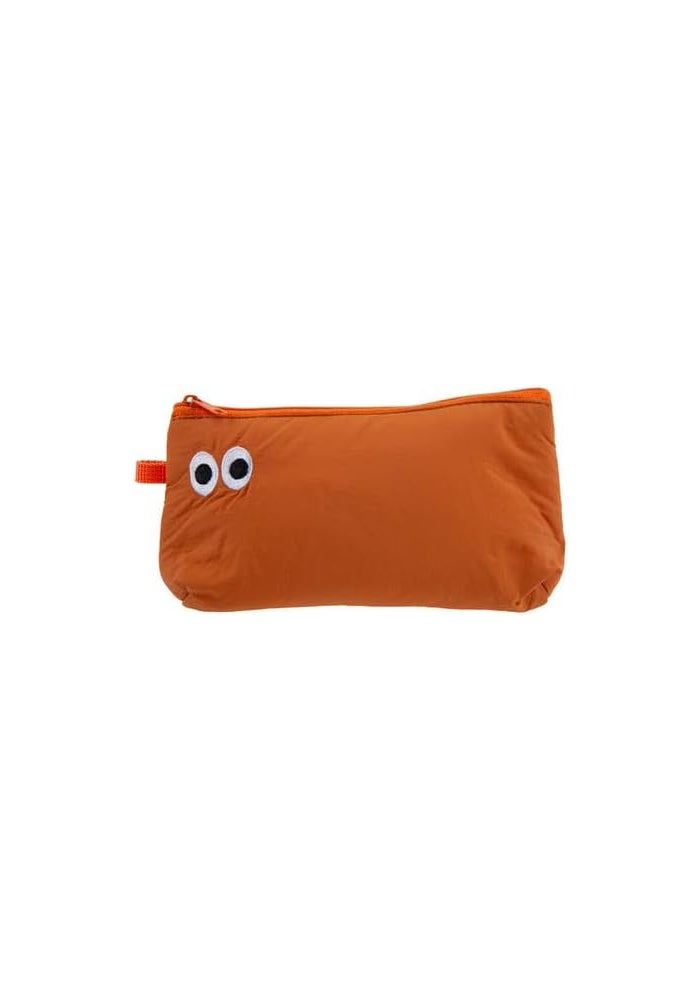 Orange Gusset Pouch with Big Eyes Design | Cute Zip Storage Bag for Kids Essentials & Accessories